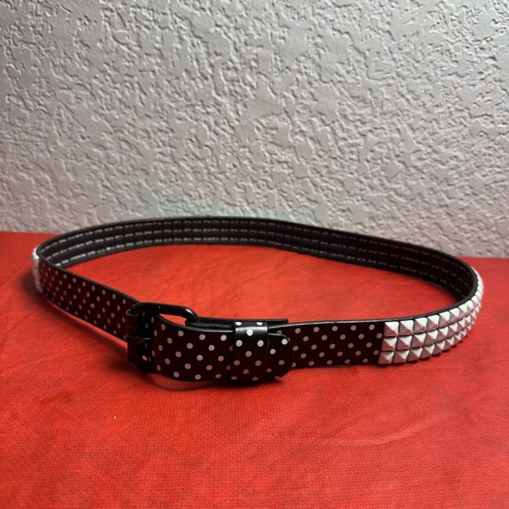 Y2K polka dotted and studded leather belt